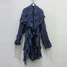 Changpleat Осень Женская куртка Miyak плиссированные модные большие стрейч с длинным рукавом нерегулярные женские куртки кардиган пальто плюс размер