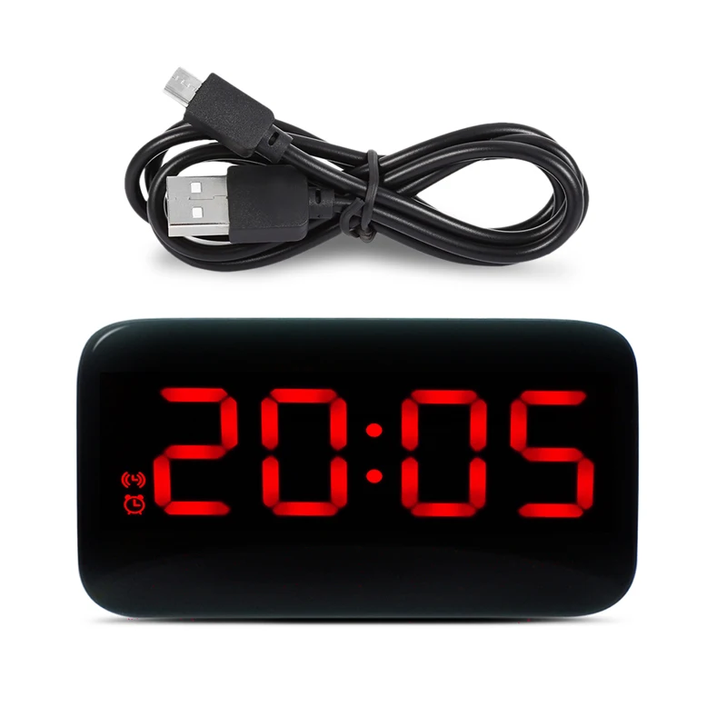 Светодиодный Будильник цифровой светодиодный дисплей Голосовое управление Электрический Повтор ночной подсветки настольные часы usb кабель для зарядки - Цвет: Red