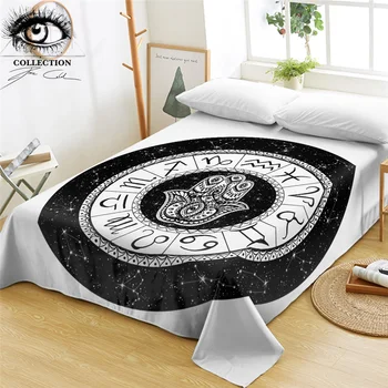 

Kreis Sternzeichen by Pixie Cold Art Flat Sheet Hamsa Hand Microfiber Bed Sheet Palm Constellation Bedspreads Galaxy Bedlinen