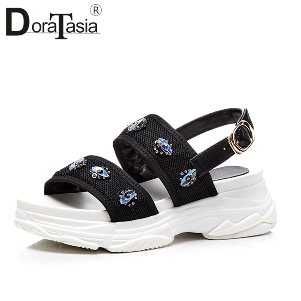 

Doratasia 2019 Fashion High Quality Buckle Strap Summer Sandals Shoes Woman Wholesale Platform Size 34-39 Black Woman Shoes