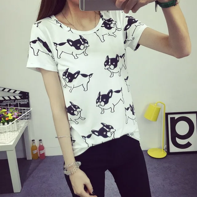 2016 casual fashion brand women summer style Tops women's Tshirts French Bulldog T Shirts camisetas femininas poleras de mujer HTB1oZaPJFXXXXazXVXXq6xXFXXXQ - 2016 casual fashion brand women summer style Tops women's Tshirts French Bulldog T Shirts camisetas femininas poleras de mujer