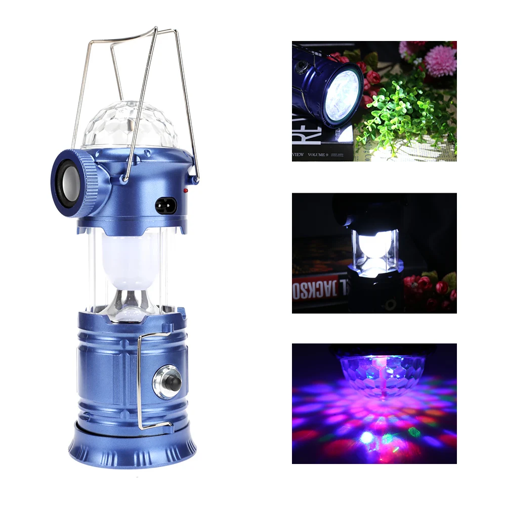 

Collapsible LED Camping Lantern Flashing Stage Light with Bluetooth Speaker