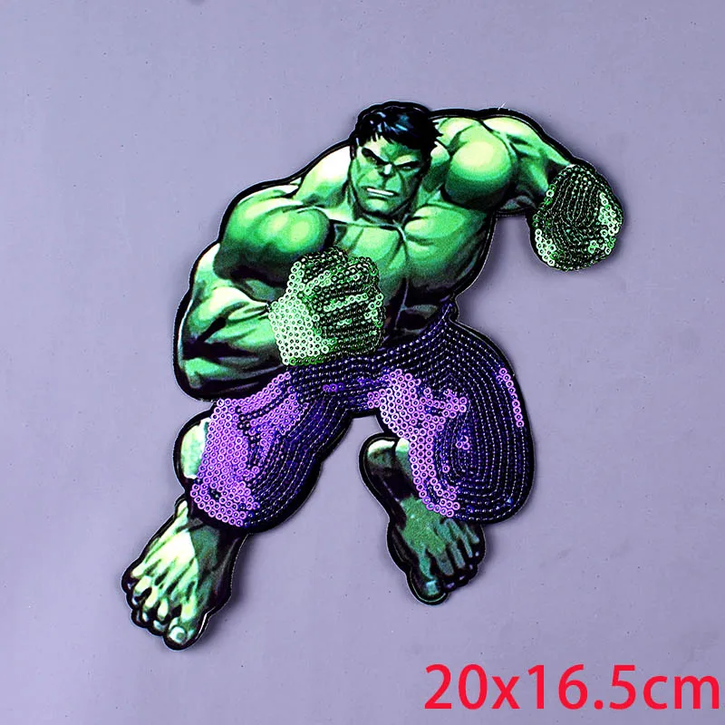 Pulaqi Cartoon LED Sequins Patch On Clothes DIY Embroidered Sewing On Patches For Clothing Badges Avengers patch For Kid Sticker - Color: Dull