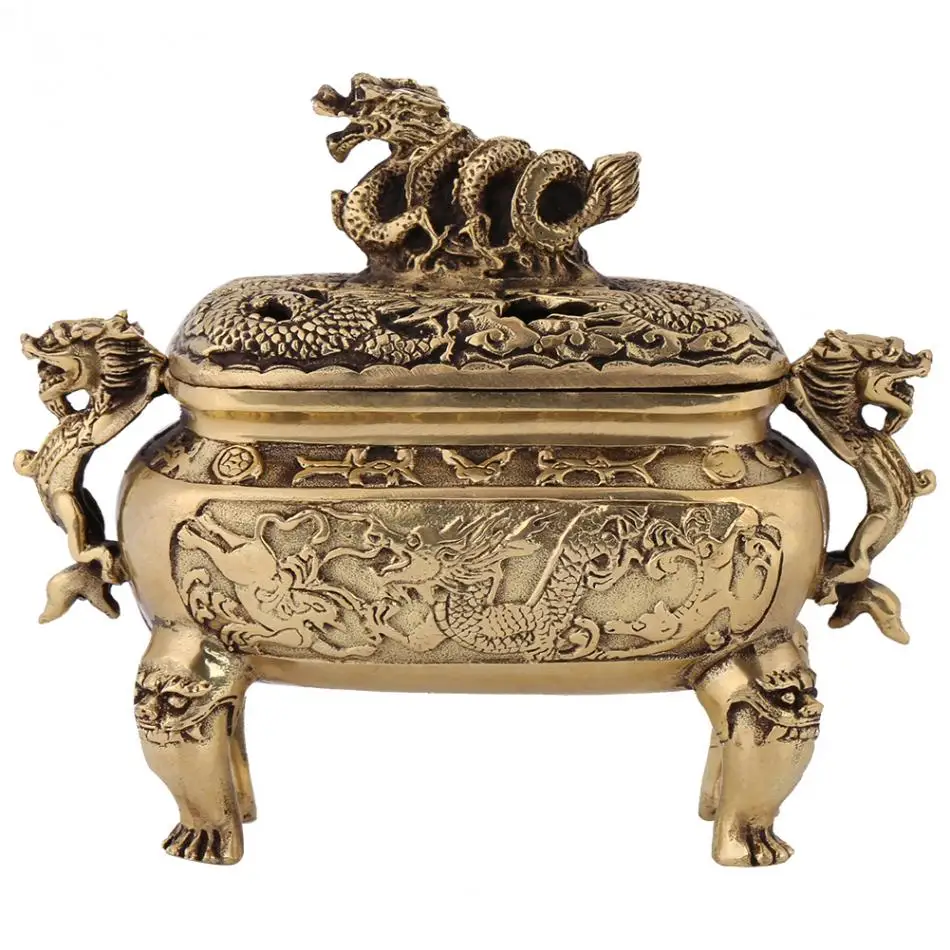 

Incense Burners With Lid Antique Bronze Copper Chinese Dragon Incense Burner Holder Home Decoration