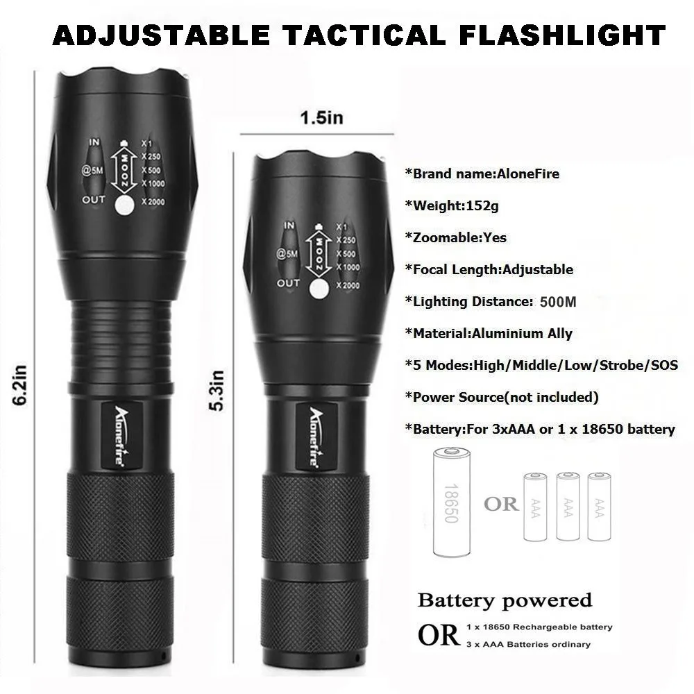 AloneFire G700 мощный светодиодный фонарь CREE XML T6 L2 U3 Zoom фонарь Тактический zaklamp туристический фонарь 18650 перезаряжаемый аккумулятор