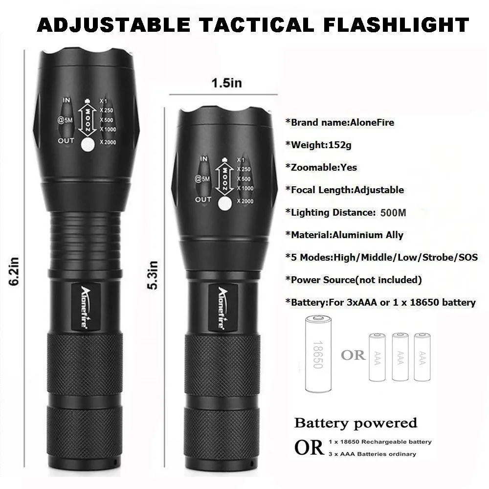 AloneFire G700 мощный светодиодный фонарик CREE XML T6 L2 U3 Zoom тактический туристический