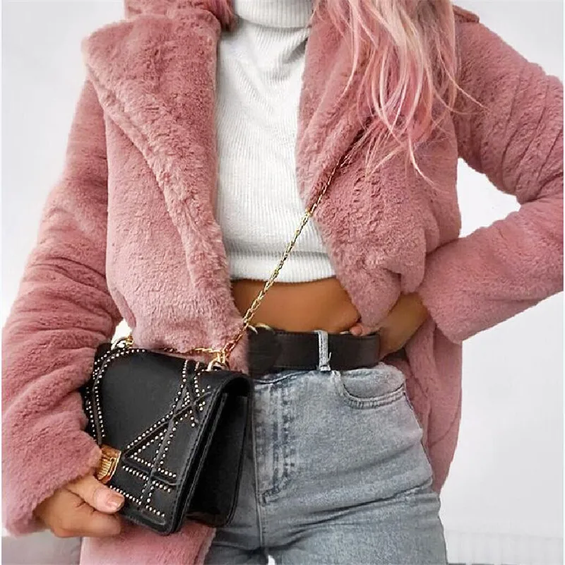 Wonder 2019 new fashion Plus Size Women Pink Fur Women Coat Thick Female Coat Winter Warm Solid Women