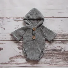 Новорожденный реквизит для фотосессии Вязаный комбинезон с капюшоном для новорожденных