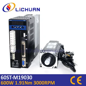 

600w 1.91Nm AC servo motor driver set 60mm 200v 3000rpm 3 phase & 1 phase 0.6KW 60ST-M01930 servomotor for cnc milling machine