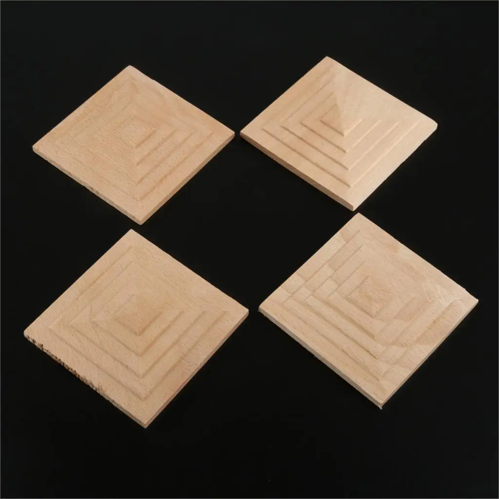 

4Pcs 6/8/10cm Natural Oak Wood Carved Decal Corner Appliques Frame Wall Furniture Woodcarving Decorative Wooden Figurines Crafts