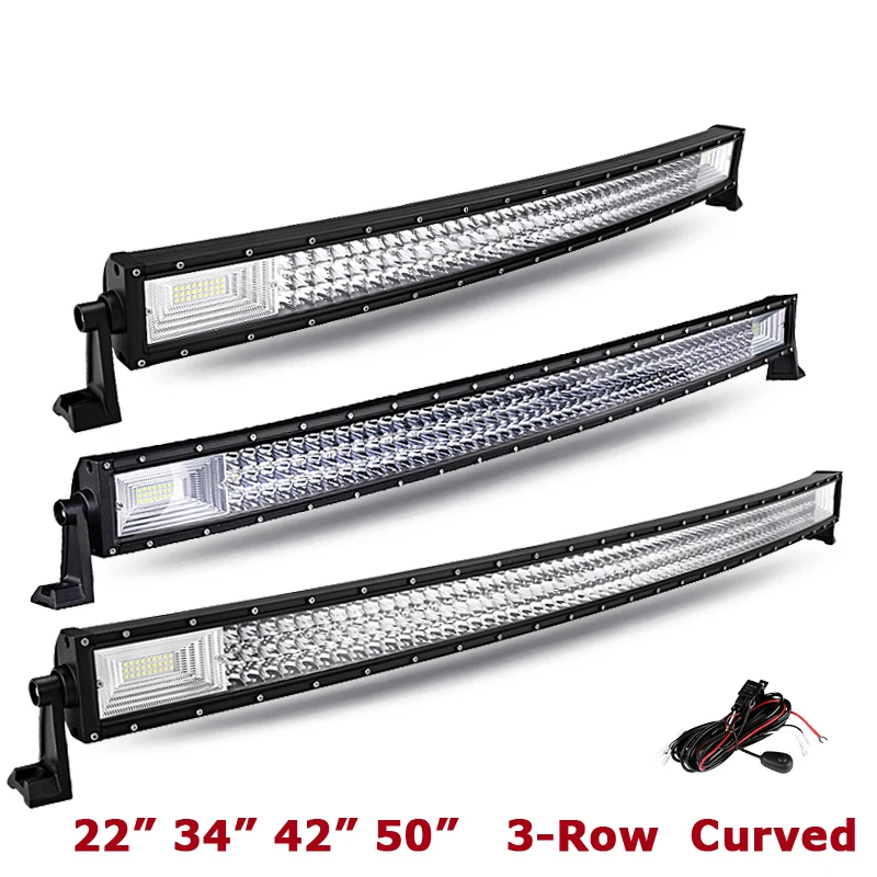 LYC 22&quot 34&quot 42&quot Curved LED Light Bar 50&quot Combo Beam Triple Row Led Work for Car SUV ATV RV PickUp Truck Offroad |