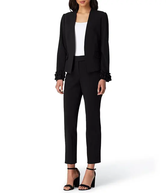 Layers Cuff Black Women's Pants Suits Work Suits Minimalist Suits
