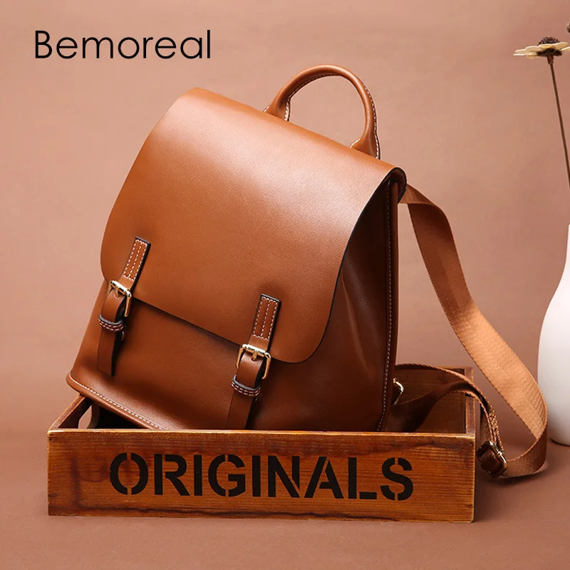 

Bemoreal Split Leather Backpack women ipad air School Bag High Quality Brand Belts Decoration packsack Casual Fashion Satchel