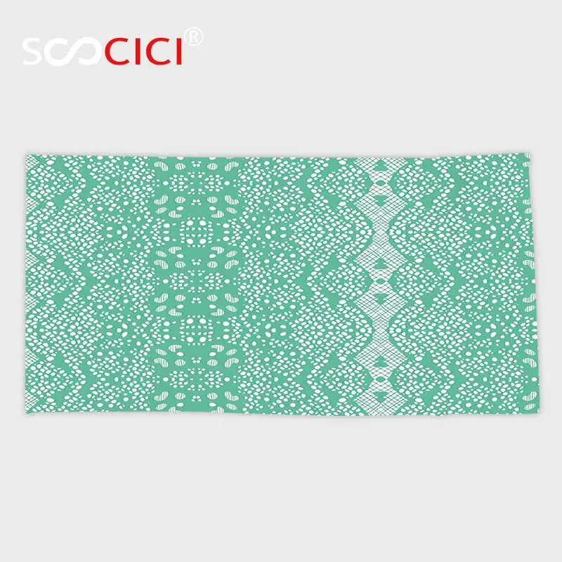 Custom Microfiber Ultra Soft Bath Hand Towel Mint Classic Lace