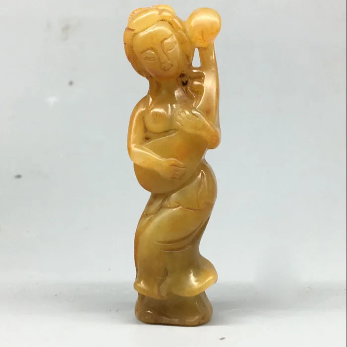 

Antique jade pendant pendant ladies figure sculpture piece beautiful elegant Fuqin