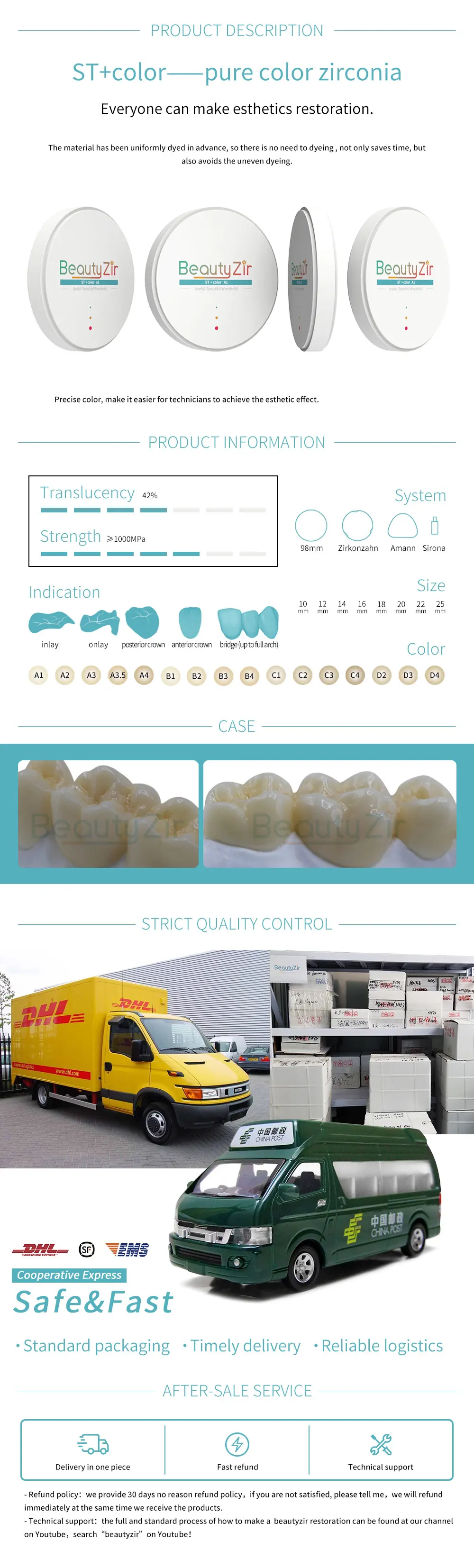 Sirona циркония блоки CEREC cad-cam-фрезерный блоки для отдельных короны и малых мостов