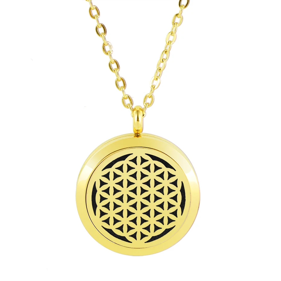 flower of life diffuser necklace silver gold rose gold 20mm 25mm 30mm locket jewelry (5)