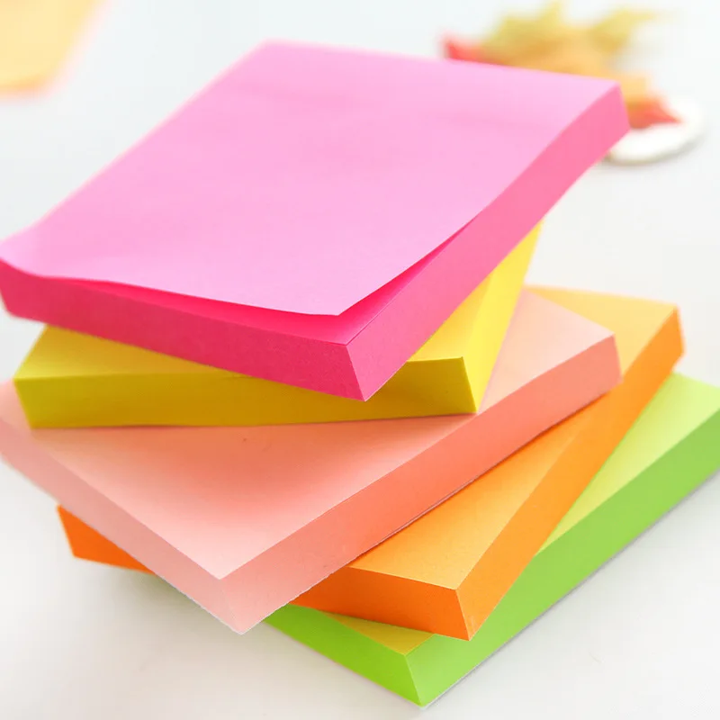 us 7 0 30 off 5 pcs lot 100 sheets fluorescent color sticky notes for marker classification macaron memo pad post office school supplies a6971 in stickey notes
