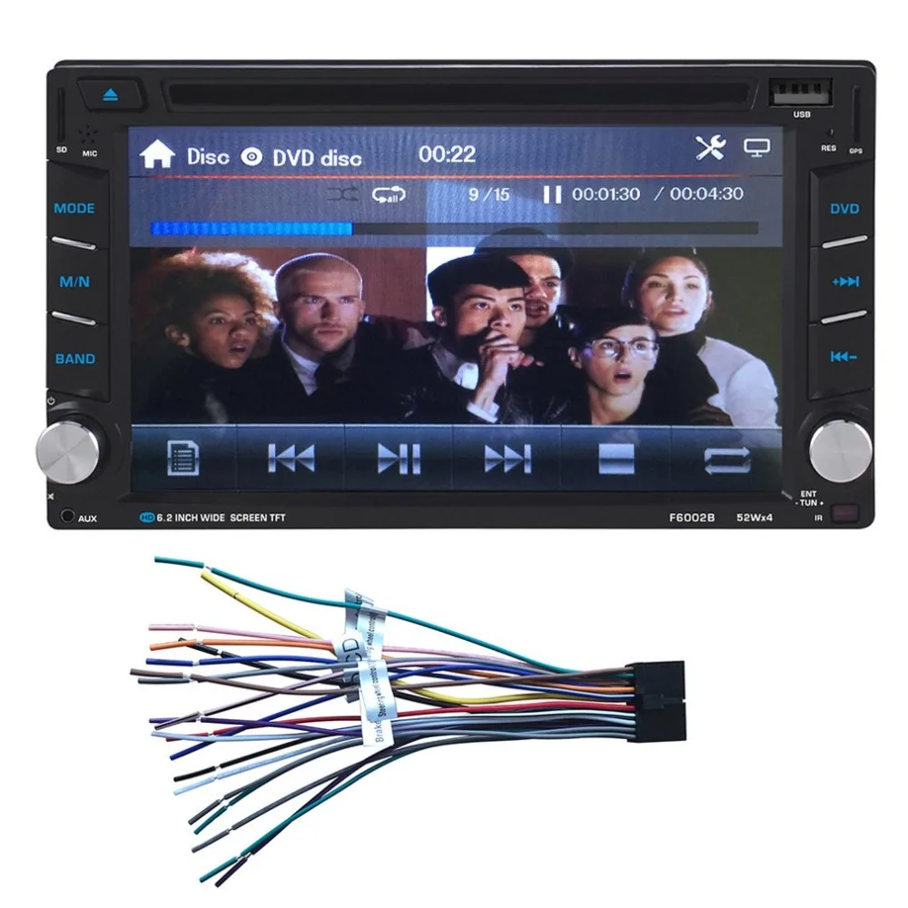 

2 Din Car DVD Player 6.2inch Touch Display Universal Built-in Bluetooth FM Transmitter MP3/4/5 800*480 Resolution