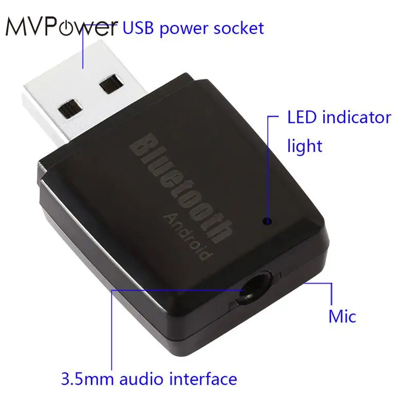 Автомобильный мини адаптер MVPower USB беспроводной Bluetooth V4.1 + EDR аудио приемник AUX 3 5 мм