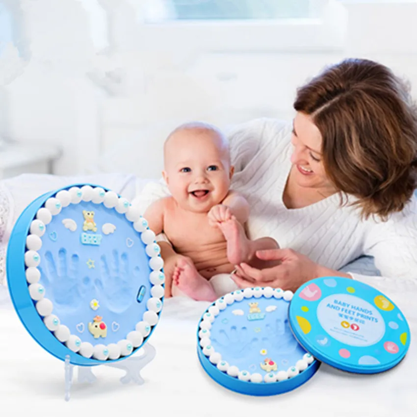 

Baby Handprint Footprint Imprint Kit Newborn Gifts Drying Soft Clay Modeling Casting Parent-child hand Inkpad