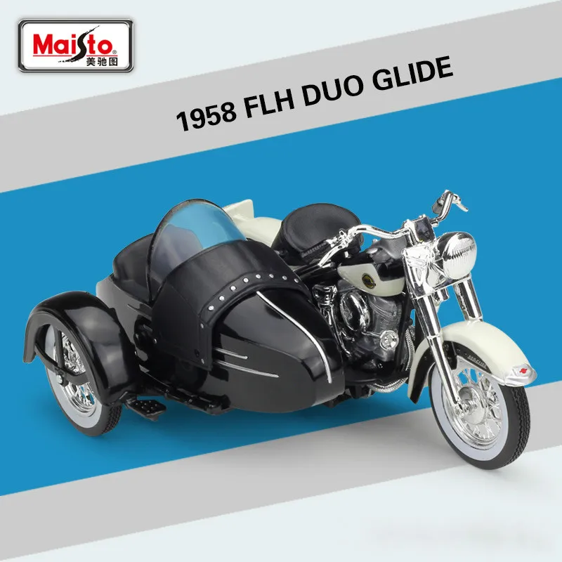 

Maisto 1:18 for Harley 1958 FLH DUO GLIDE Three-wheels Motorcycle Model for Harley Offroad Auto Speed Wheels Toys for Children