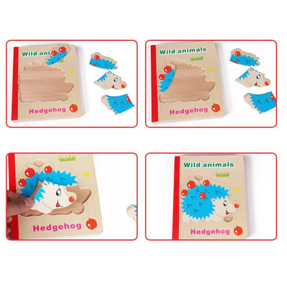 Детские игрушки для детей 3D Книжка-пазл Деревянные игрушки мультфильм шесть страниц интеллект головоломка игрушки для детей подарки на день рождения