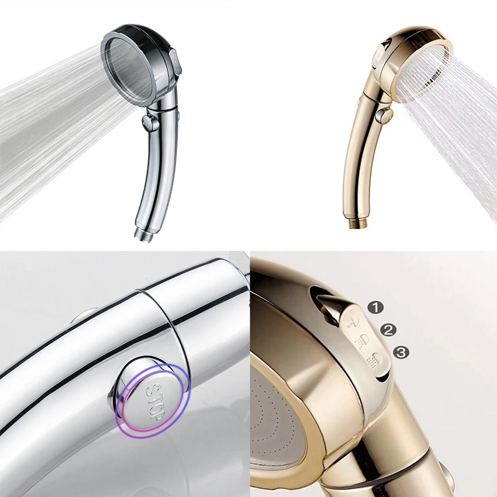 Korean Bathroom 3 Functions ABS Chrome Shower Head With Switch Japanese