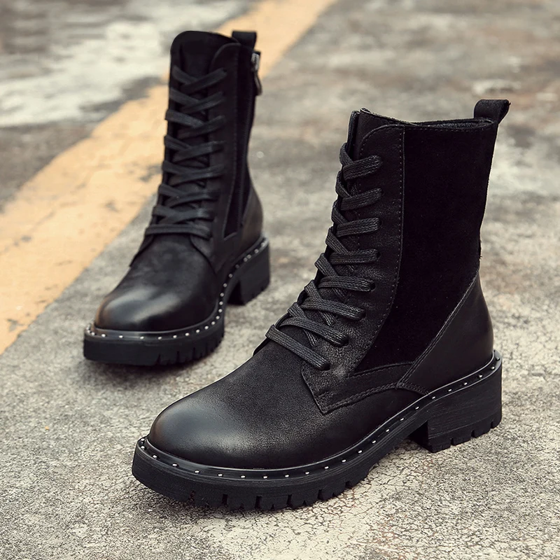 MYCOLEN 2018, gran oferta, botines de mujer, botas de mujer de plataforma  con cordones, botas de mujer a la moda para otoño e invierno, botas cómodas| Botas hasta el tobillo| - AliExpress