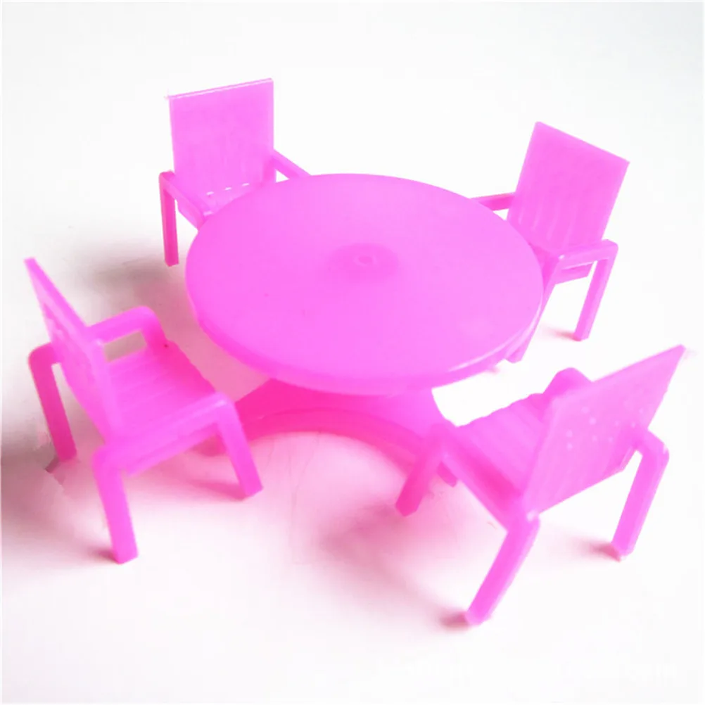1:12 Rose 1/12 Scale Dollhouse Miniature Dining Chair Table Furniture Set For Babire Doll House Kitchen Food Furniture Toys Sets