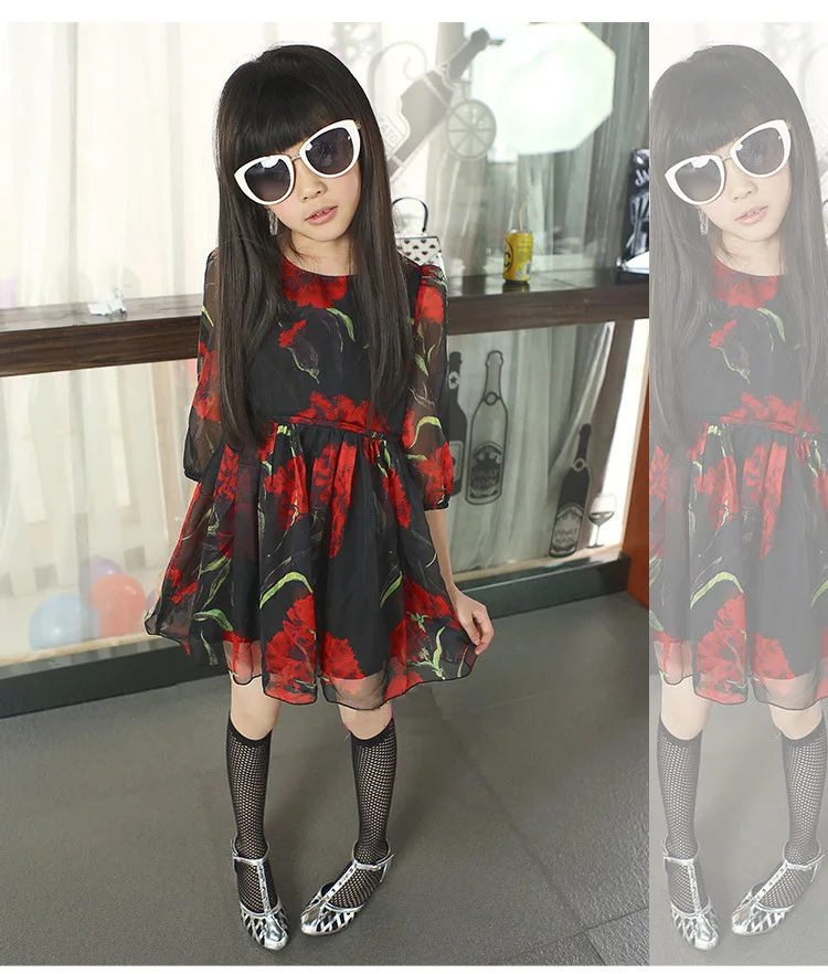 floral girl summer dresses 2015 chiffon dress girls size 10