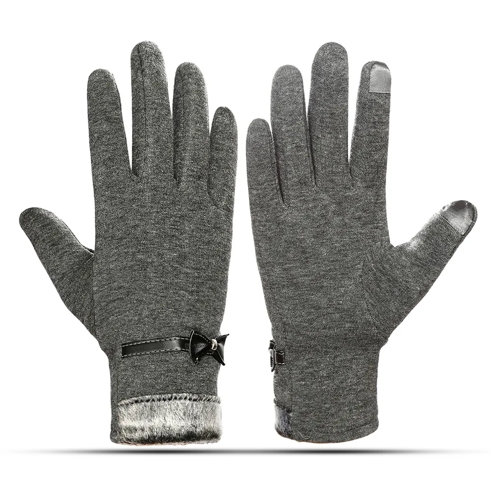 Новый женский осень-зима мягкие удобные полная палец теплые перчатки Сенсорный экран перчатки Для женщин лук-узел luva feminina inverno