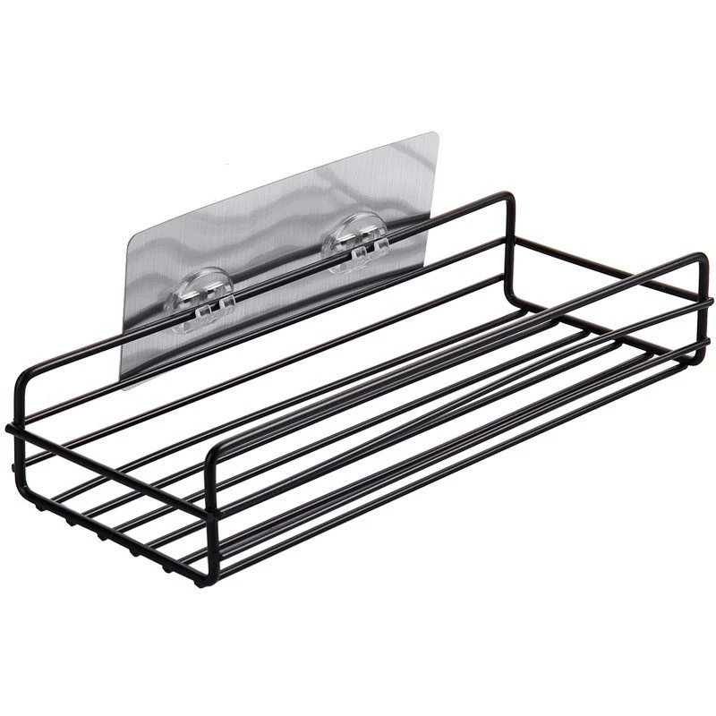 

Self-Adhesive Sundries Organizer Shower Shelf Basket Bathroom Shampoo Holder Wall Corner Kitchen Free Punching Wall Hanging