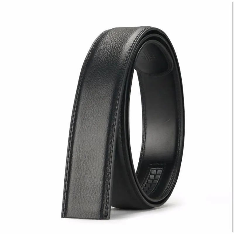 

3.5cm full grain leather belt No Buckle belt Black color Genuine Leather Automatic Belts Strap Men ribbon belt