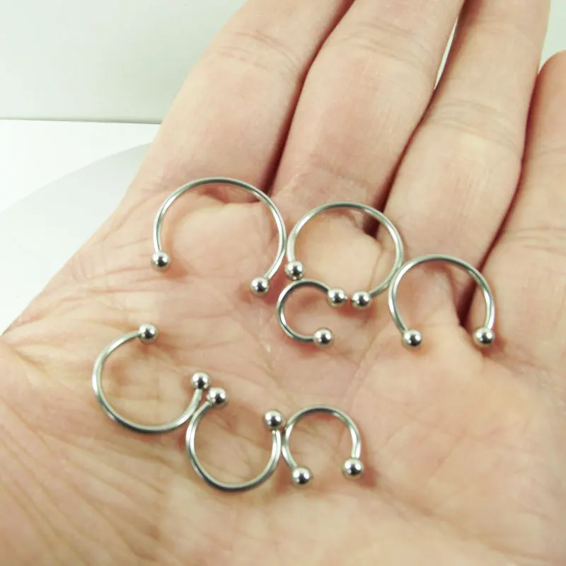 

4 Pieces 14G 16G Nose Ring Horseshoe Circular Barbell Ball Cone surgical Stainless Steel Lip Eeybrow Body Jewelry piercing