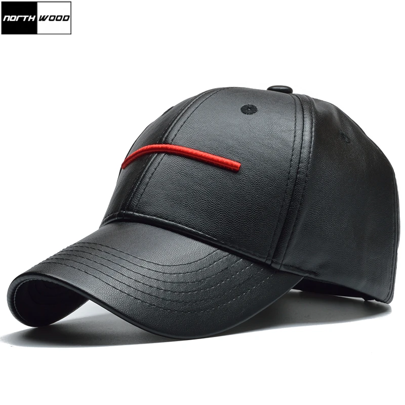 

[NORTHWOOD] 2018 New Black PU Leather Baseball Cap Men Casquette Homme Women Snapback Hip Hop Cap Trucker Cap Bone Dad Hat