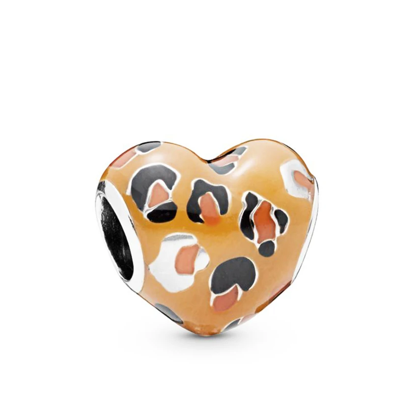 

Free Shipping Authentic 925 Sterling Silver Beads Spotted Heart Charms Fit Original Pandora Bracelet For Women DIY Jewelry