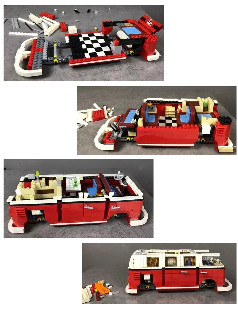 21001 T1 Camper Van классическая модель автобуса 1342 шт. серия Creator строительные блоки игрушки совместимы с 10220