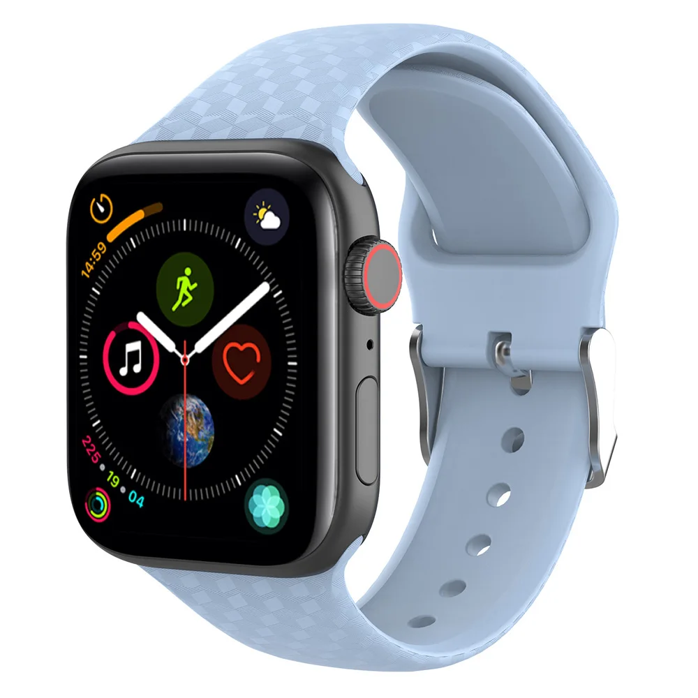 3D текстура silicond ремешок для наручных часов Apple Watch, 5, 42 мм, 38 мм, Версия 44 мм 40 мм Спортивные Мягкие модные ремешки наручных часов Iwatch серии 1/2/3/4 браслет - Цвет ремешка: wave blue