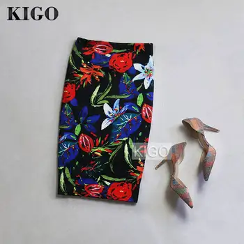 

KIGO Summer Style Pencil Skirt Women High Waist Skirts Womens Vintage 2016 Elegant Bodycon Floral Print Midi Skirt K20