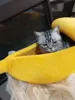 Banana Cat Bed House Cute Banana Puppy Cushion Kennel Warm soft Pet bet cat Supplies Mat Beds for Cats Kittens ► Photo 3/6