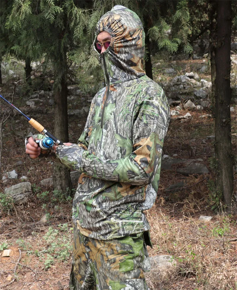 Bionic camouflage, мужские футболки с длинными рукавами и капюшоном, Солнцезащитная одежда с капюшоном, одежда для рыбалки, охоты