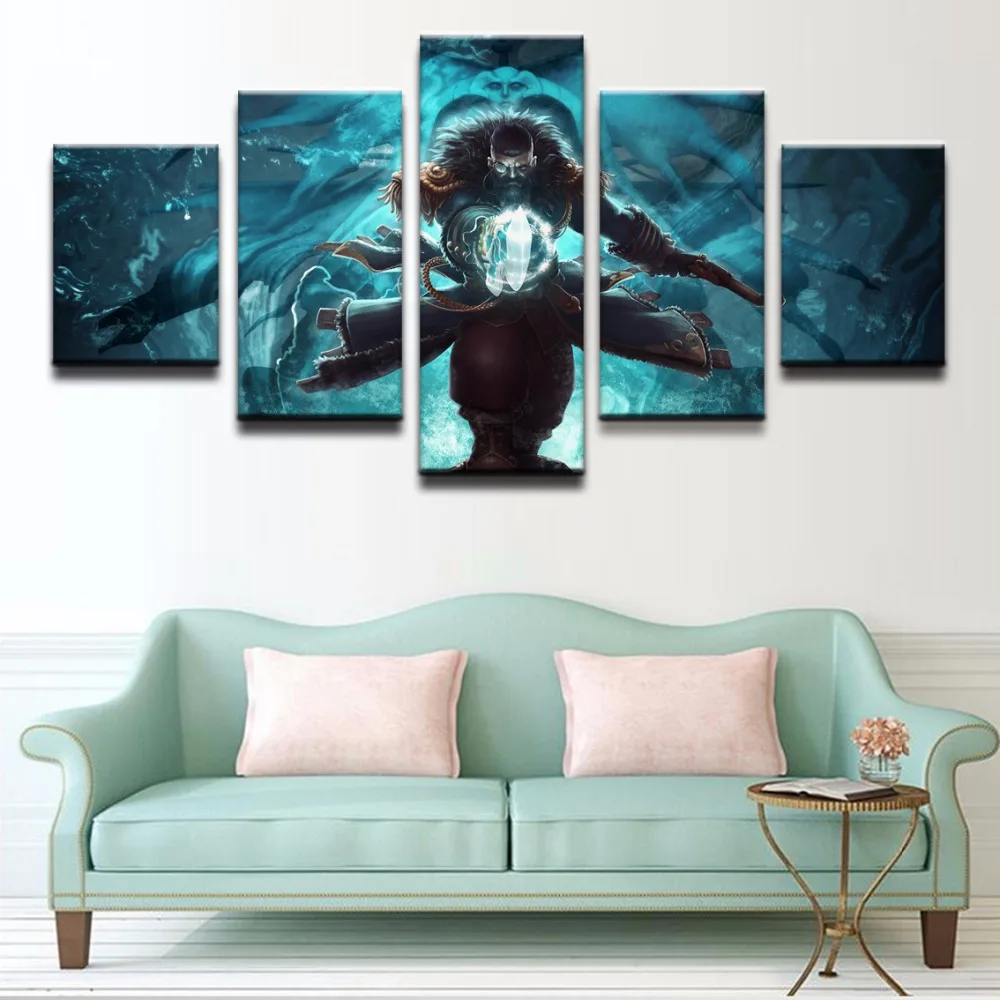 Wall Art Game Poster 5 Panel DotA 2 Kunkka Pirate Ship Sword Weapon Home Decor Artwork Canvas Print