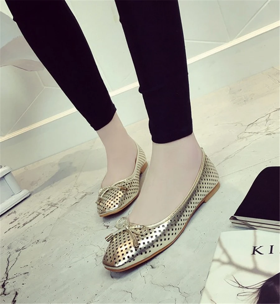 2016 spring and summer in Europe and America hollow square head bow flat shoes shoes SUB864