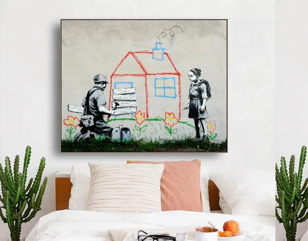 Banksy уличное граффити художественное украшение на стену холст постер и печать