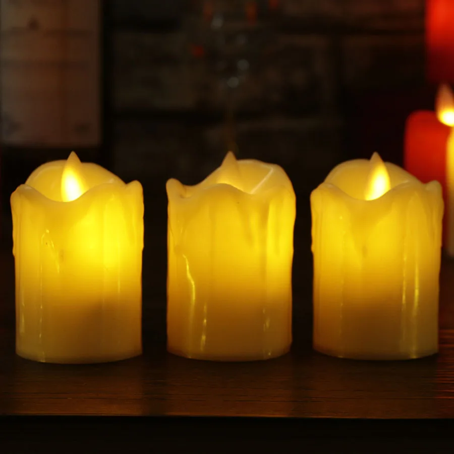 3 шт./лот светодиодный беспламенный свечи пластик имитация пламени светодиодный день рождения свечи огни Рождество Свадебная вечеринка украшения дома - Цвет: Ivory Tears