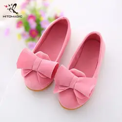HITOMAGIC повседневное детская обувь для девочек с галстуком бабочкой фланелевые детские обувь для девочек Горох Бесплатная доставка Весна