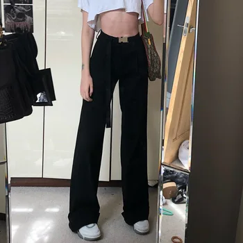 

High Waist Camo Black Pants Joggers Women Capris Chain Cargo Pants Wide Leg Trousers Women Camouflage Korean Fashion Trousers