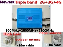 Triband repetidor TriBand repeater 2g 3g 4g LTE 900 1800 2100 MHz GSM DCS WCDMA mobile phone signal booster Celular amplifier