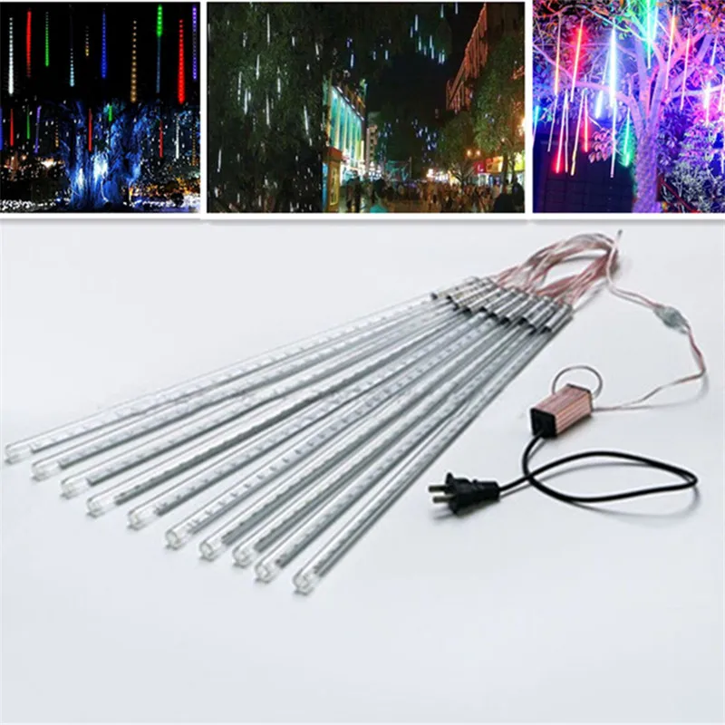 

2set 50cm10 Tubes LED Meteor Shower Rain LED Christmas Lights String lights Wedding Party Xmas Tree Decoration 110V 220V DC12V